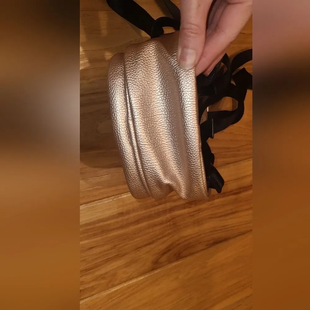 Adidas Mini Metallic Pink Gold Backpack Purse Bag